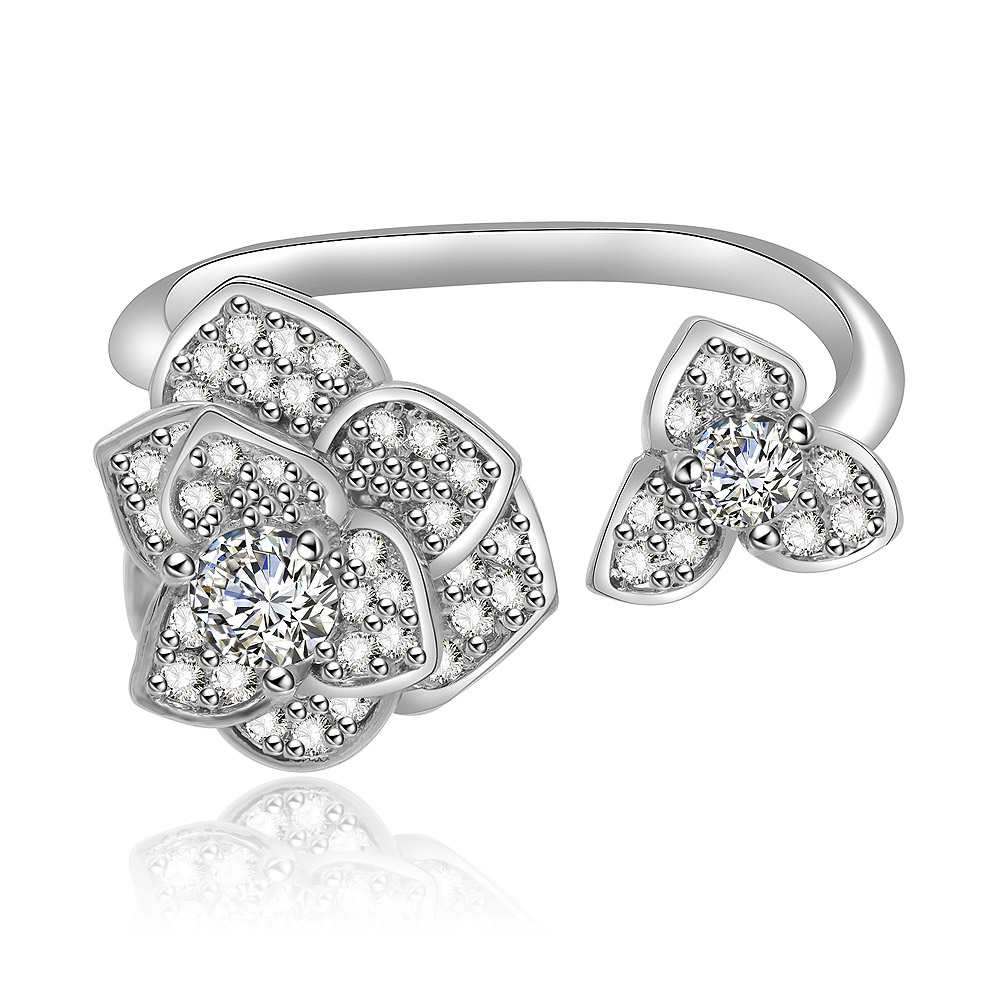 Cubic Zirconia Rose Flower Ring